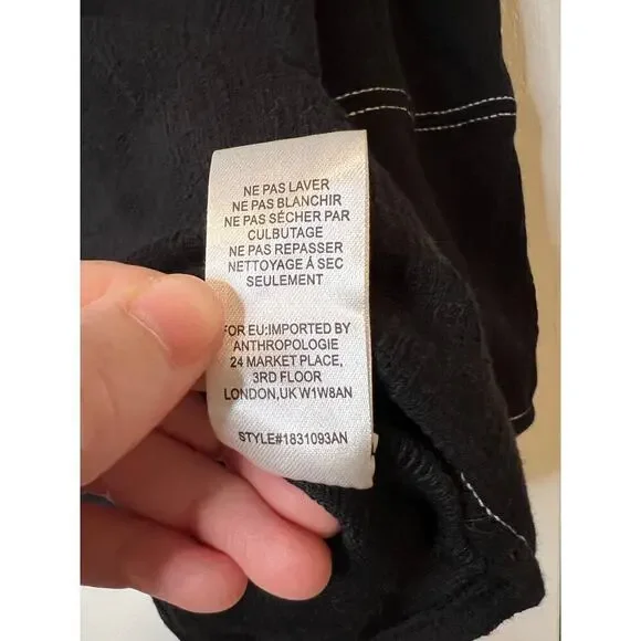 Anthropologie Current Air Delilah Structured Top Black White Top Stitch Size M - Picture 7 of 8